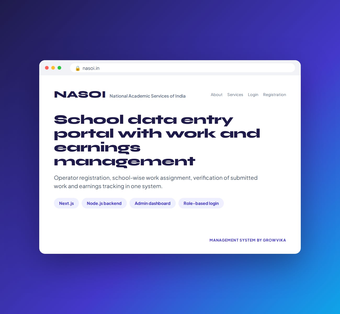 NASOI, School data entry management system